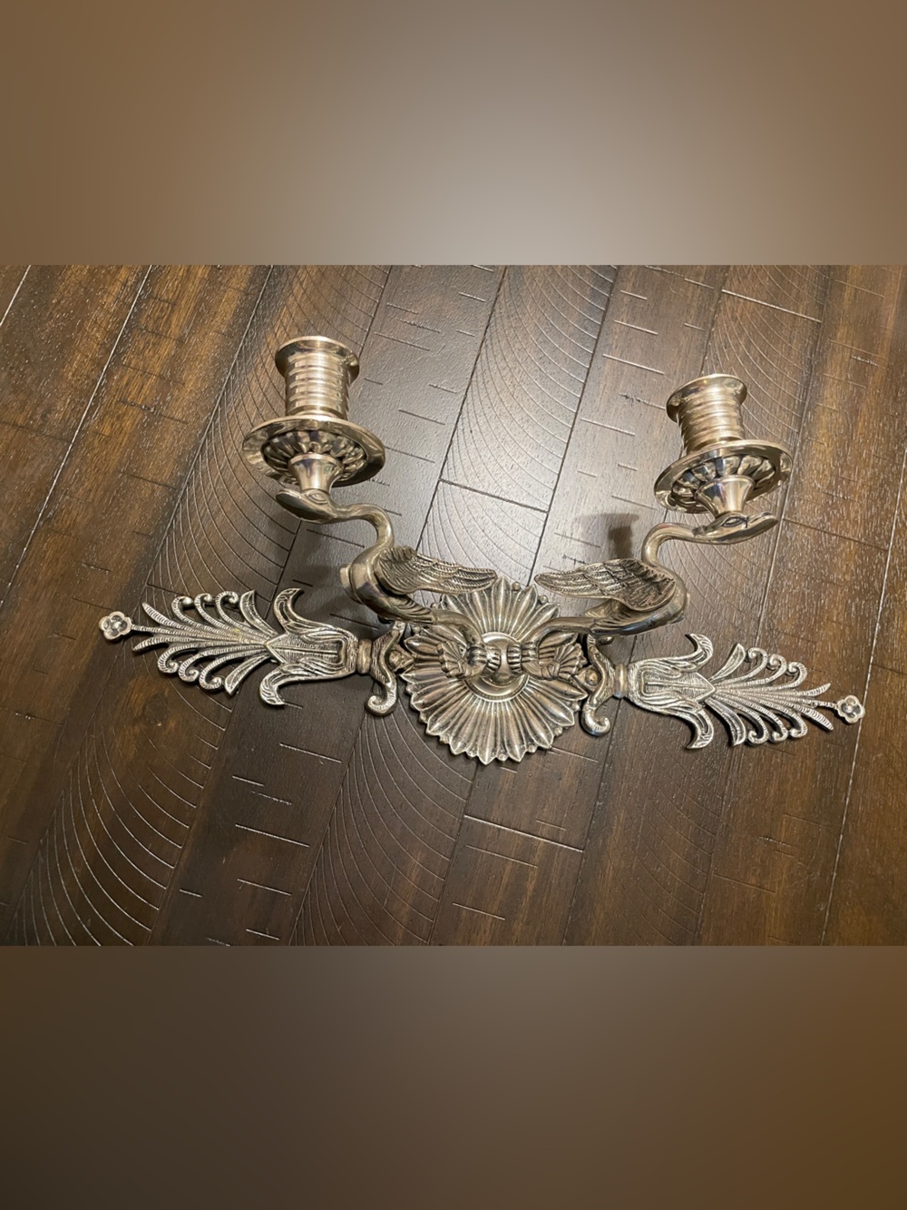 Vintage Silver Brass Dragon Wall Sconce Candlestick Holder 2 Light Ornate